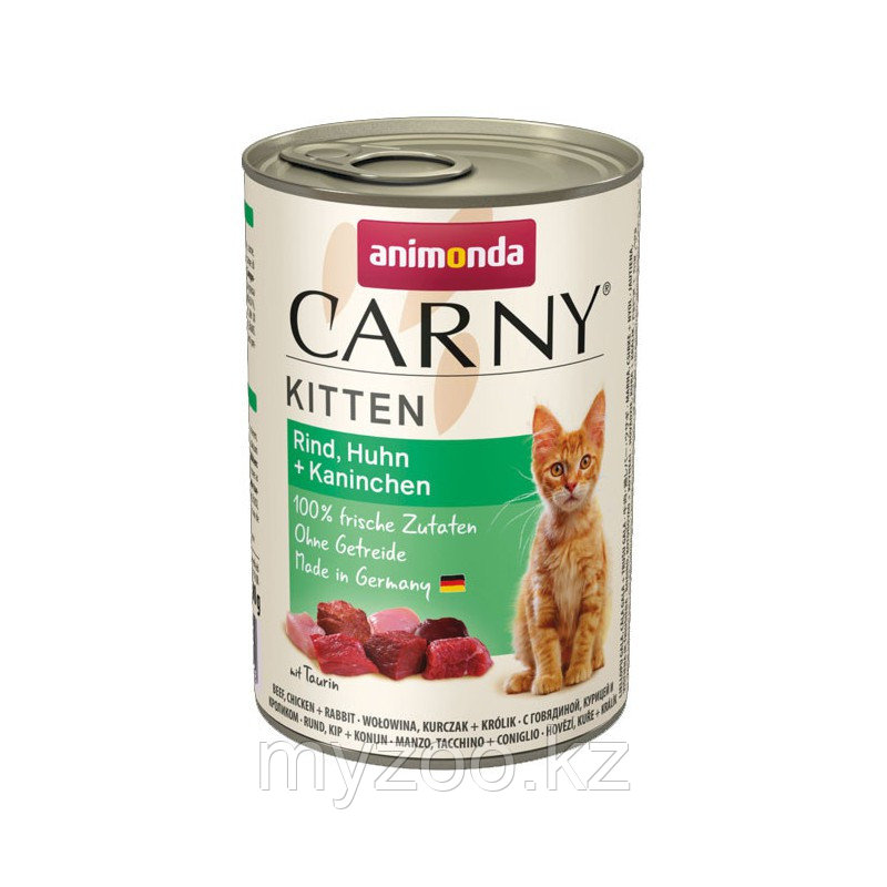 Консервы CARNY KITTEN для котят с говядиной, курицей и кроликом, 400гр