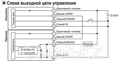 Барьерный фотодатчик на пересечение луча PNP, НО, 6 оптич. оси, фото 3