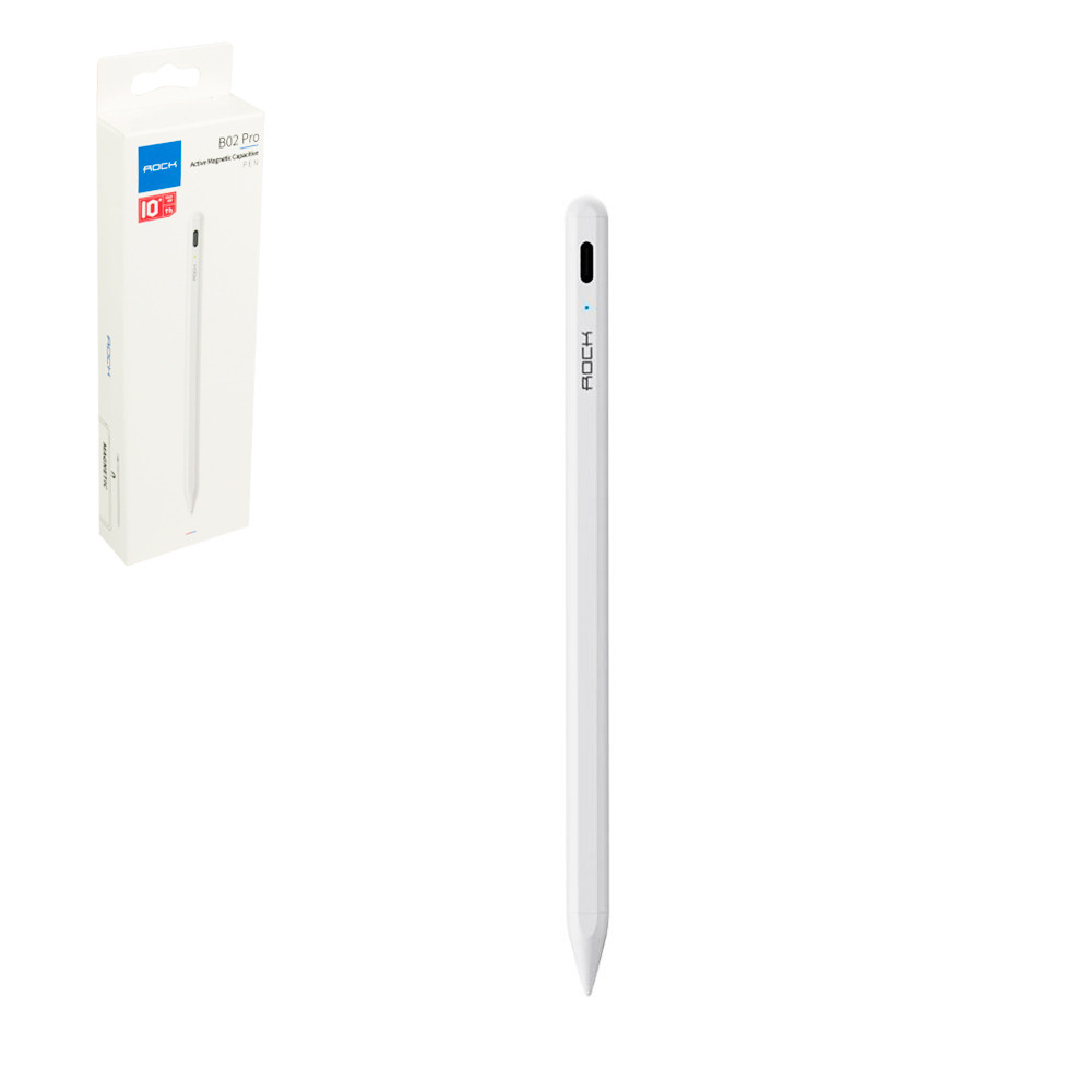 Стилус активный Rock B02 Pro Active Magnetic Stylus Pen, For iPad, (RST10781), White