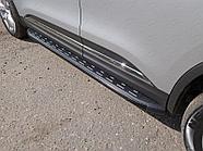 Пороги алюминиевые с пластиковой накладкой (карбон черные) 1720 мм ТСС для Renault Koleos 2017-