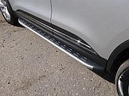 Пороги алюминиевые с пластиковой накладкой (карбон серебро) 1720 мм ТСС для Renault Koleos 2017-