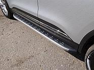 Пороги алюминиевые с пластиковой накладкой (карбон серые) 1720 мм ТСС для Renault Koleos 2017-