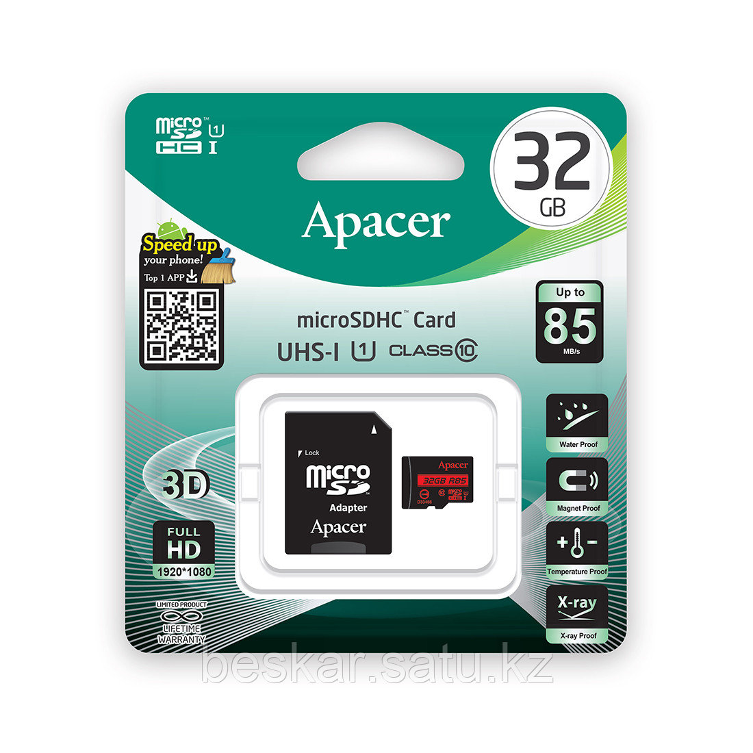 Карта памяти Apacer AP32GMCSH10U5-R 32GB + адаптер - фото 2 - id-p108240559