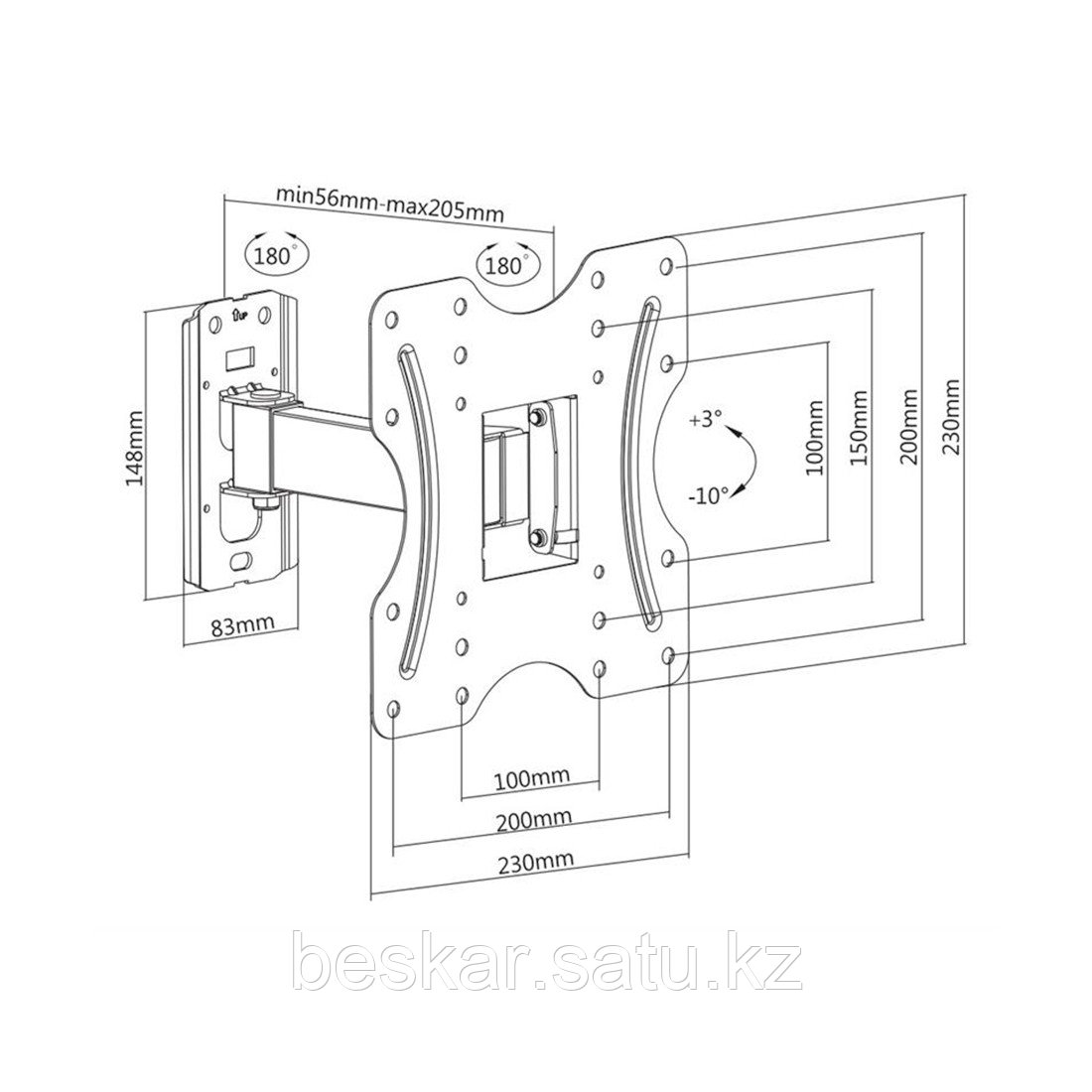 Кронштейн Brateck KLA27-221 для ТВ и мониторов, 23"-42" - фото 2 - id-p108239655