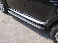 Пороги алюминиевые с пластиковой накладкой (карбон серые) 1720 мм ТСС для Renault Duster 2015-2020