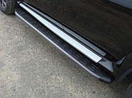 Пороги алюминиевые с пластиковой накладкой (карбон черные) 1720 мм ТСС для Nissan Terrano 2014-