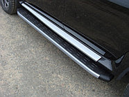 Пороги алюминиевые с пластиковой накладкой (карбон серебро) 1720 мм ТСС для Nissan Terrano 2014-