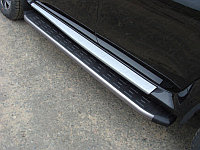 Пороги алюминиевые с пластиковой накладкой (карбон серые) 1720 мм ТСС для Nissan Terrano 2014-