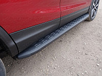 Пороги алюминиевые с пластиковой накладкой (карбон черные) 1720 мм ТСС для Nissan Qashqai 2019-