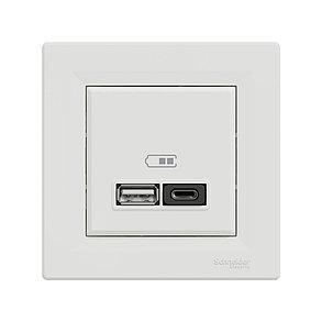 Розетка USB SE EPH2700421 Asfora A+С 45 Вт (быстрая зарядка) в сборе белый, фото 2