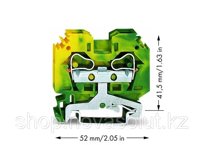 2-проводной сквозной зажим; 10 мм² для DIN-рейки, зелено-желтый WAGO 284-107 - фото 2 - id-p108254362