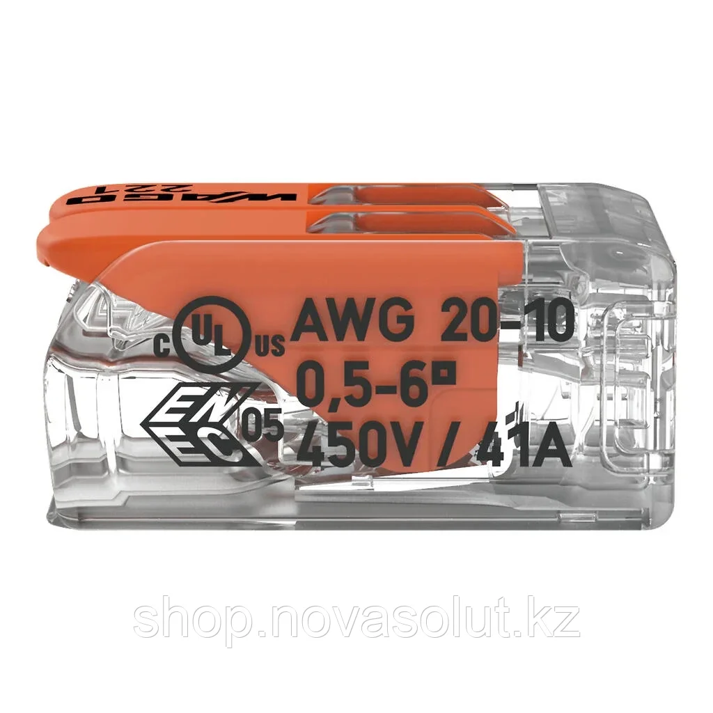 Разъем COMPACT для сращивания; для всех типов проводников; в упаковке (50 шт) 6 мм²; 2-жильный; WAGO 221-612 - фото 5 - id-p108255665