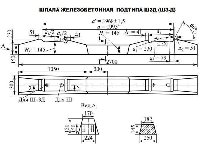 Шпала железобетонная подтипа Ш3-Д ГОСТ 33320-2015 - фото 1 - id-p108255909