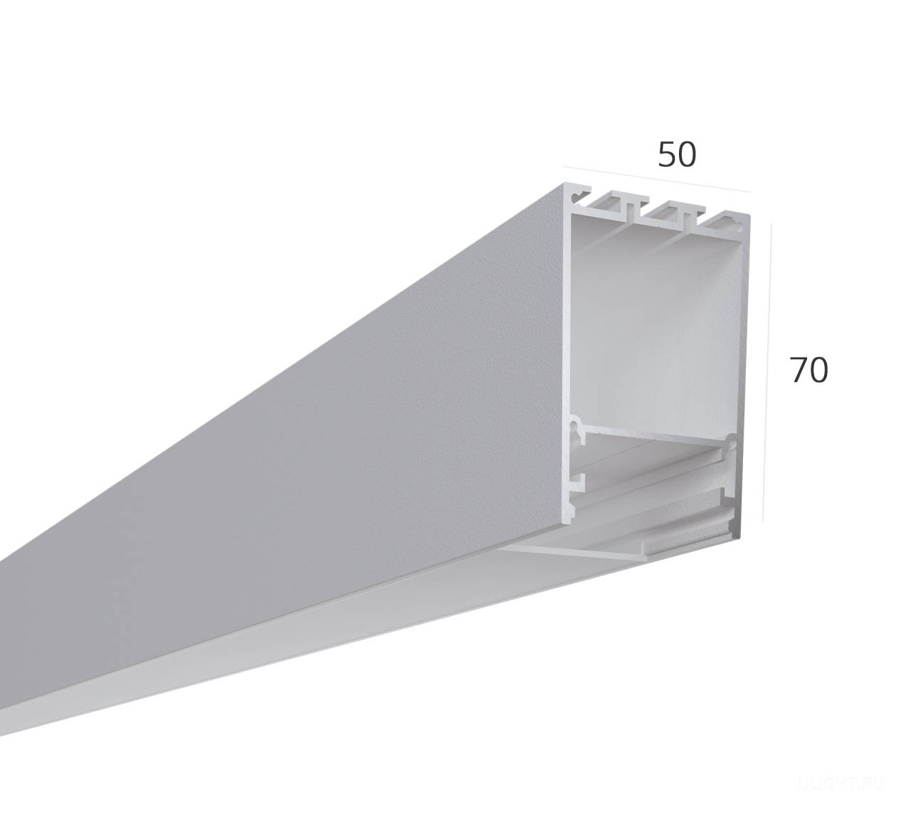 Алюминиевый профиль 2 м подвесной 50*70 мм для светильников