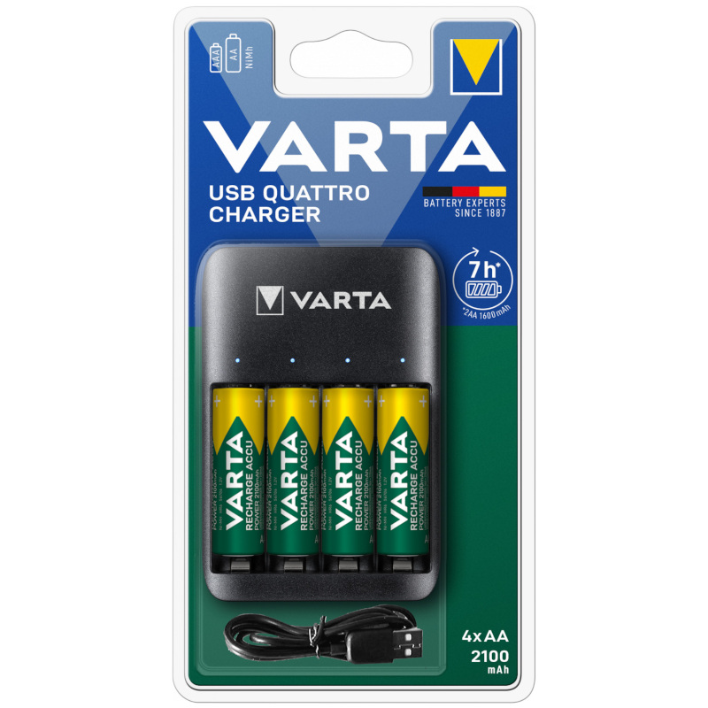 Зарядное устройство VARTA USB + 4 аккумулятора HR6/AA VARTA 2100mAh