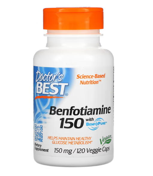 Doctor's Best, бенфотиамин 150, с BenfoPure, 150 мг, 120 вегетарианских капсул
