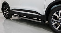 Пороги алюминиевые с пластиковой накладкой (карбон серые) 1720 мм ТСС для Chery Tiggo 7 PRO 2020-