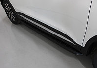 Пороги алюминиевые с пластиковой накладкой (карбон черные) 1720 мм ТСС для Chery Tiggo 7 PRO 2020-