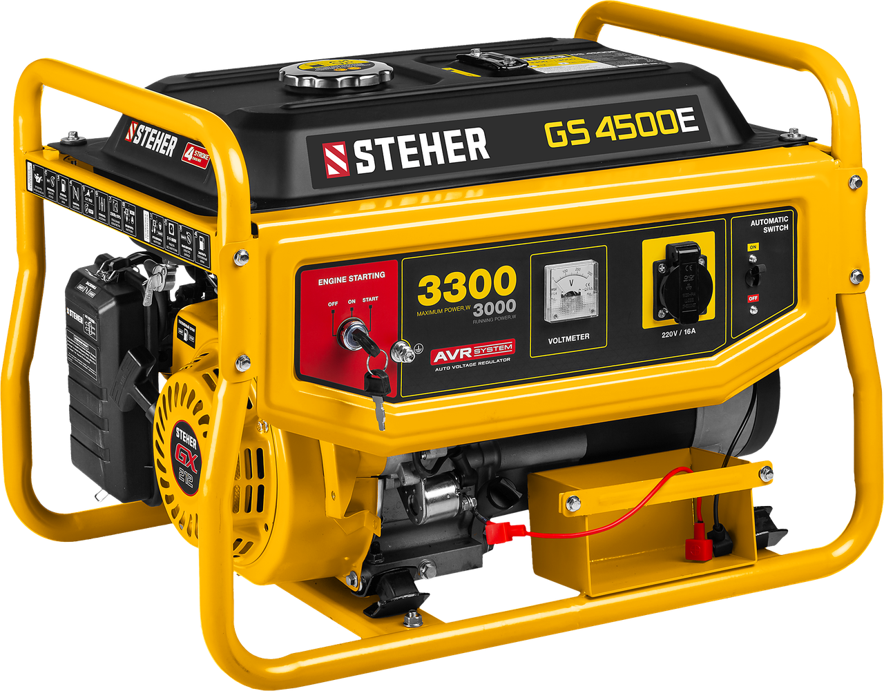 GS-4500Е бензиновый генератор с электростартером, 3300 Вт, STEHER - фото 1 - id-p108319192