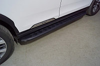 Пороги алюминиевые с пластиковой накладкой (карбон черные) 1820 мм ТСС для Gac GS8 2.0T 4WD 2021-