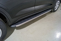 Пороги алюминиевые с пластиковой накладкой (карбон серые) 1720 мм ТСС для Hyundai Creta 2021-