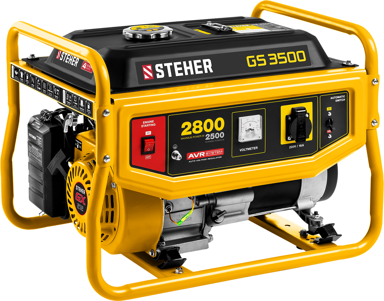 GS-3500 бензиновый генератор, 2800 Вт, STEHER - фото 1 - id-p108319496