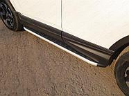 Пороги алюминиевые с пластиковой накладкой (1720 из 2-х мест) ТСС для Honda CR-V 2017-