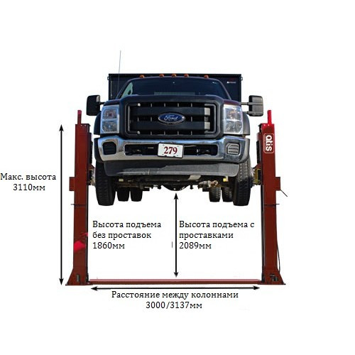 Двухстоечный электрогидравлический подъемник 5.5 т., (для коммерческих автомобилей) A255M (PEAK 212) - фото 3 - id-p108203025