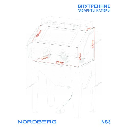 Камера пескоструйная боковая загрузка 350 л NORDBERG NS3 - фото 2 - id-p108203152