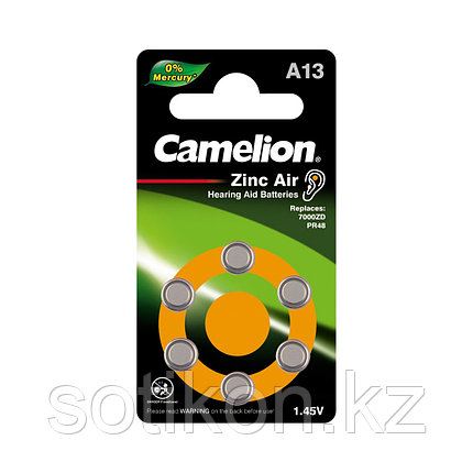 Батарейка CAMELION Zinc Air A13-BP6(0%Hg) 6 шт. в блистере, фото 2