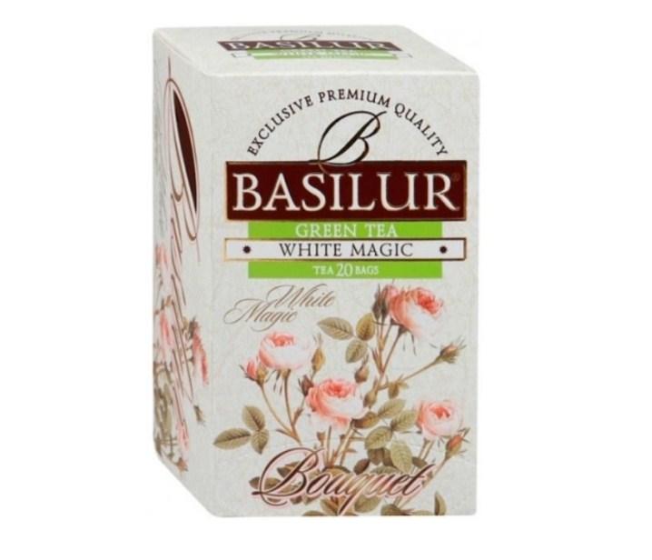 Чай Basilur WHITE MAGIC зеленый в коробке 20 пакетиков - фото 1 - id-p90536288