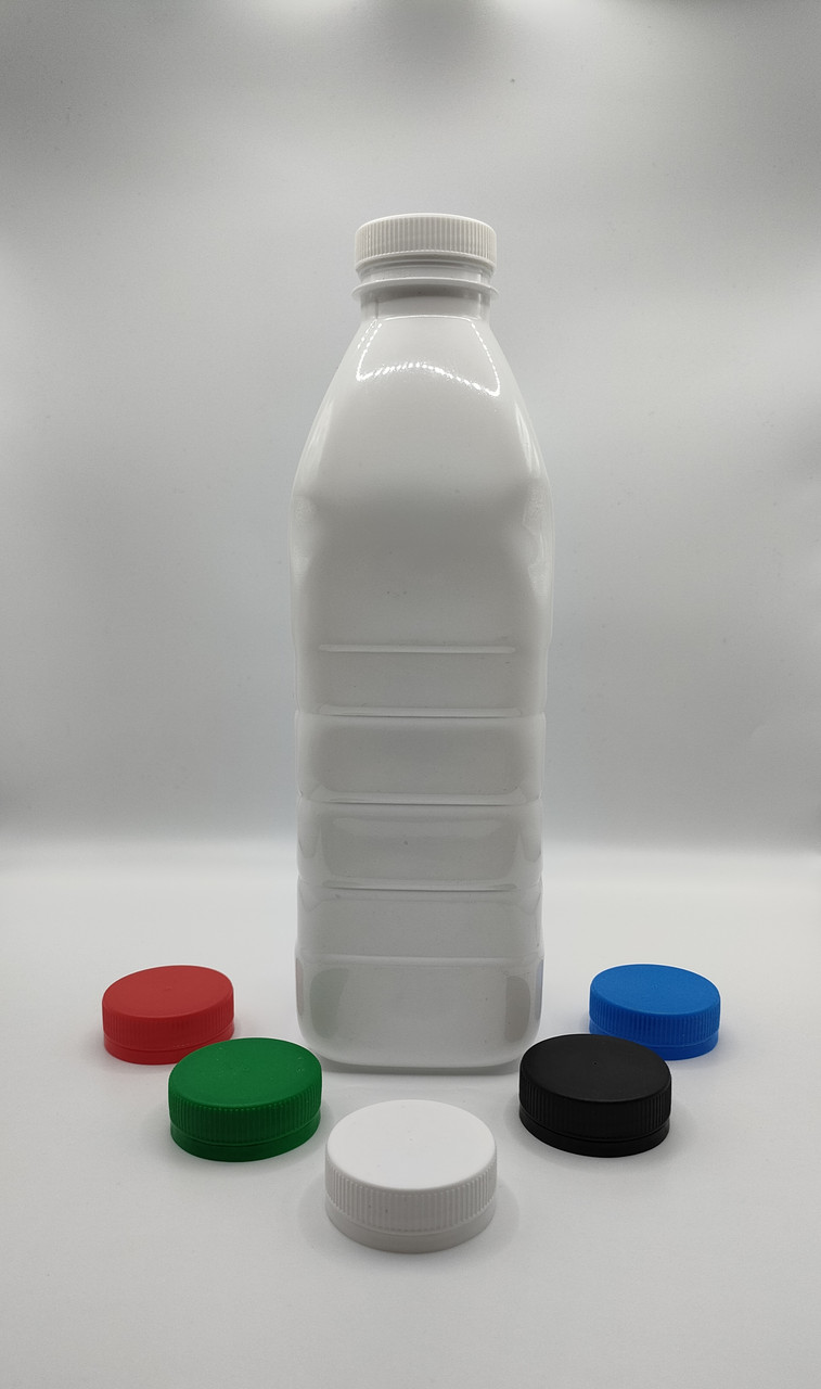 Бутылка пластиковая белая, широкое горло 38мм, 1000мл. квадратная - фото 1 - id-p108348009