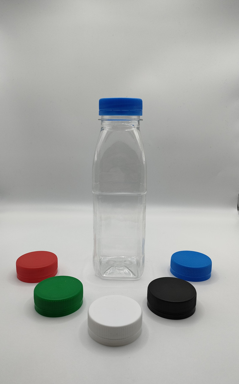 Бутылка пластиковая прозрачная, широкое горло 38мм, 300мл. квадратная - фото 1 - id-p108348000