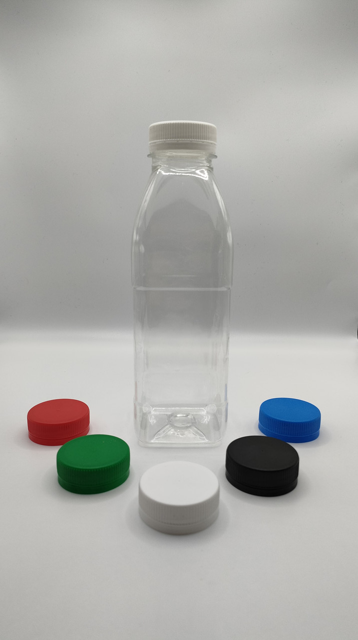 Бутылка пластиковая прозрачная, широкое горло 38мм, 500мл. квадратная - фото 1 - id-p108348004