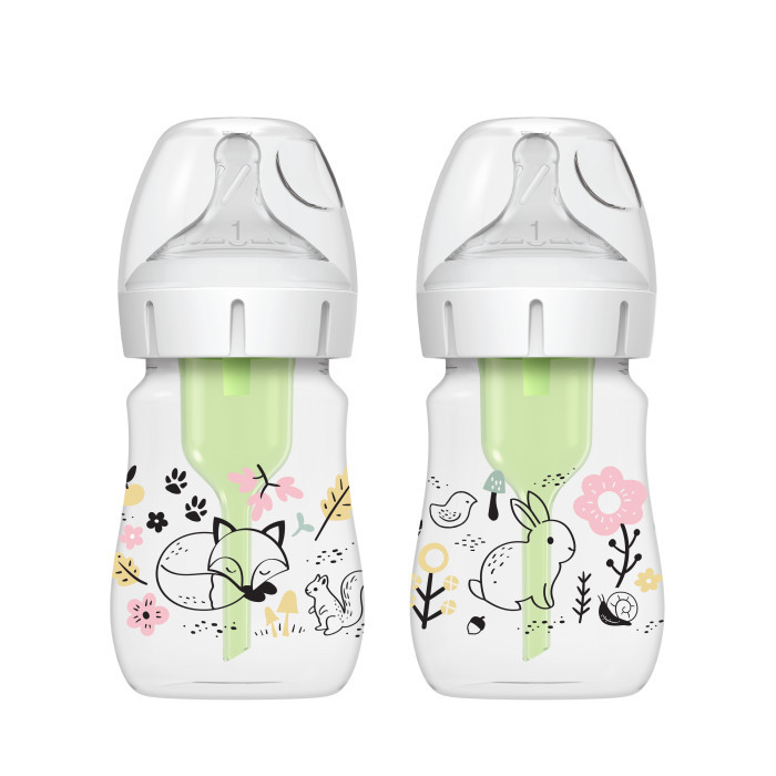 Антиколиковая бутылочка Dr.Brown's с широким горлышком 270 мл 2 шт Животные, BPA-free