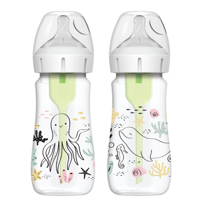 Антиколиковая бутылочка Dr.Brown's с широким горлышком 270 мл 2 шт Море, BPA-free, фото 1
