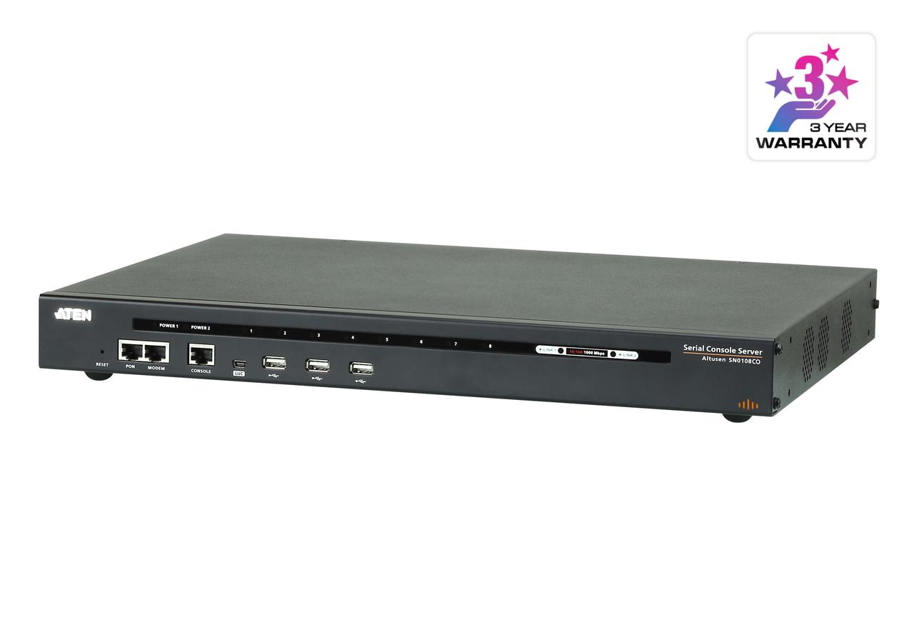 8-портовый консольный сервер с двумя блоками питания/LAN для подключения устройств SN0108C ATEN