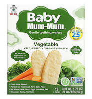 Hot Kid, Baby Mum-Mum, вафли для мягкого прорезывания зубов, с овощами, 12 пакетиков, по 2 шт.