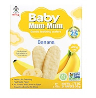 Hot Kid, Baby Mum-Mum, вафли для мягкого прорезывания зубов, банан, 12 пакетиков, по 2 шт.