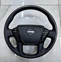 Руль в сборе на Nissan Patrol Y62 2010-19 (Черная кожа с карбоном)