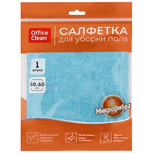 Тряпка для мытья пола OfficeClean "Премиум", голубая, микрофибра, 50*60см, индивид. упаковка - фото 1 - id-p108380092