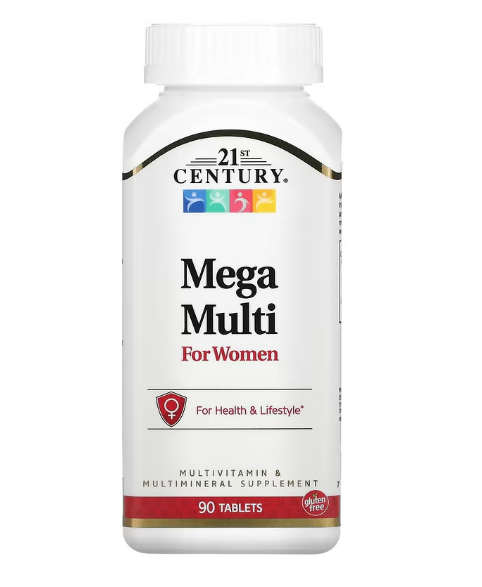 21st Century, Mega Multi, мультивитамины и мультимикроэлементы для женщин, 90 таблеток