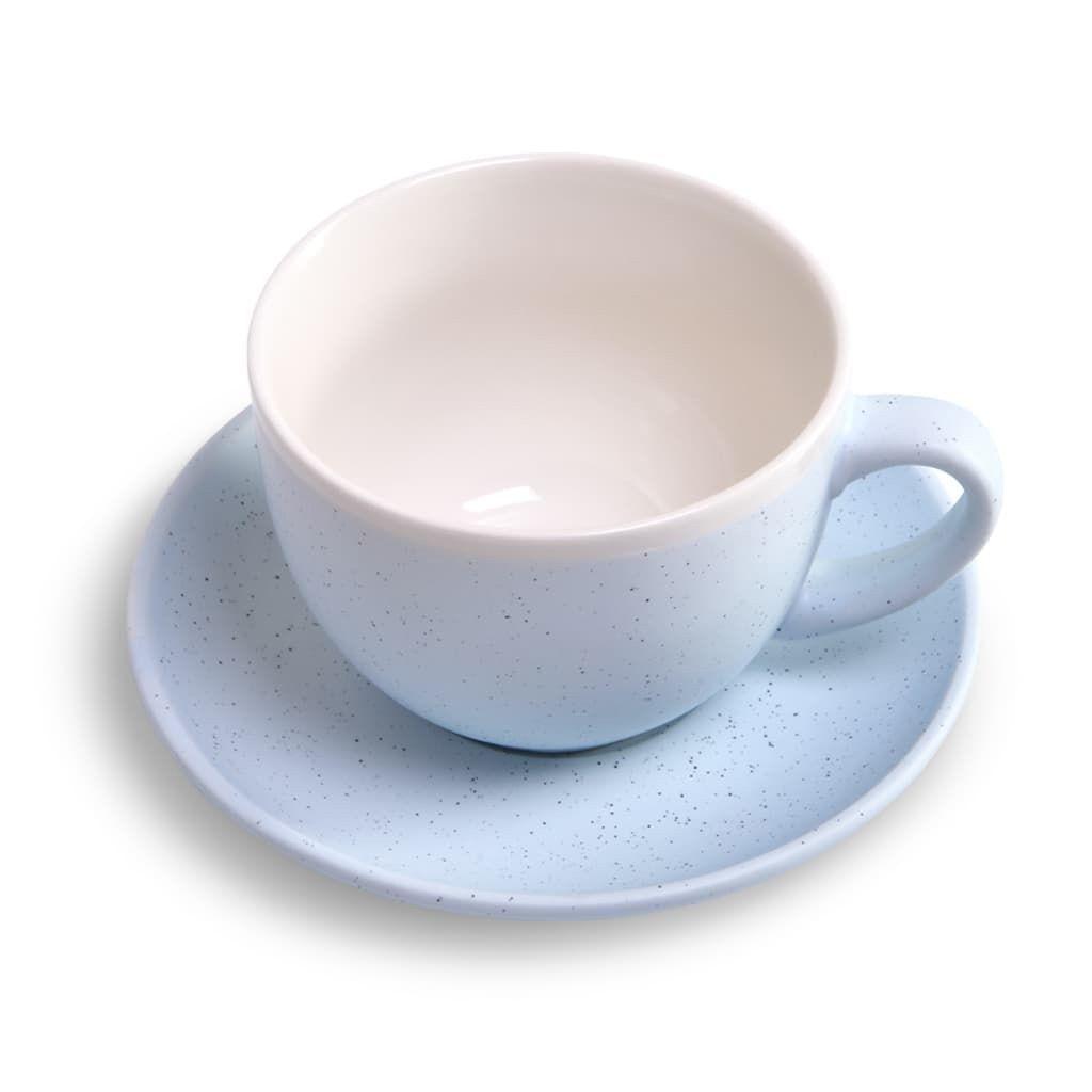 6064 FISSMAN Чашка 330 мл с блюдцем, цвет Голубой (керамика)