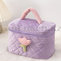 Дорожная косметичка вельветовая фиолетовая