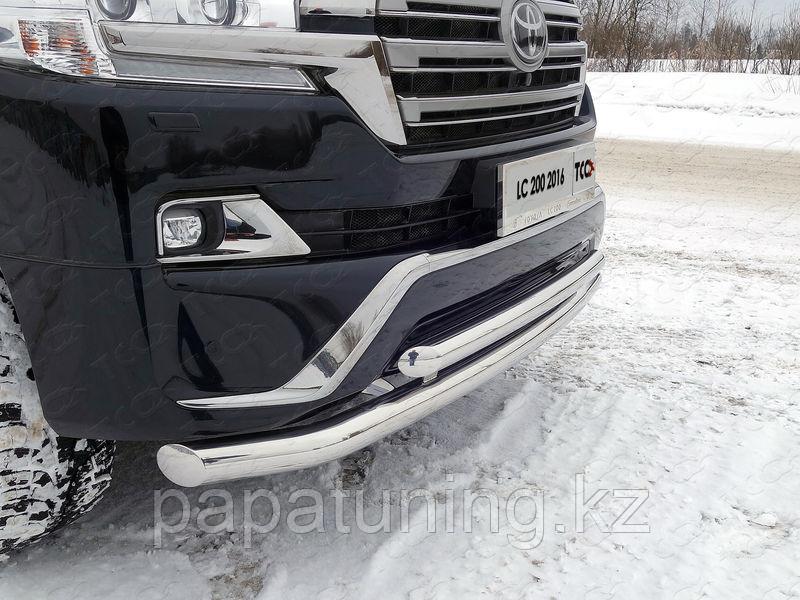 Защита передняя нижняя (двойная) 76,1/60,3 мм ТСС для Toyota Land Cruiser 200 EXECUTIVE 2016-2018, фото 1