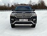 Защита передняя нижняя (овальная короткая) 75х42 мм ТСС для Toyota Land Cruiser 200 EXECUTIVE 2016-2018, фото 2