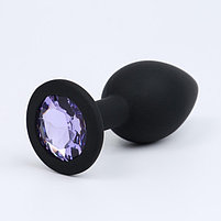 Анальная пробка Оки-Чпоки, с кристаллом 72 х 28 мм, черный, S, фото 2