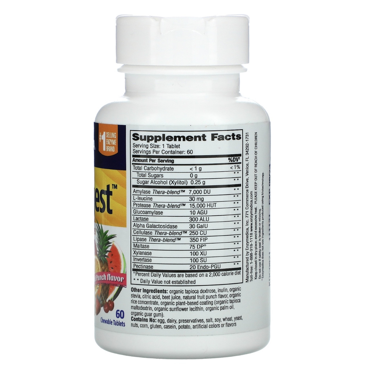 Enzymedica пищеварение детей, жевательные пищеварительные ферменты, 60 жевательных таблеток - фото 2 - id-p108395159