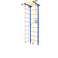 Детская шведская стенка с навесным турником(Цвет основания:"синий", цвет ступней:"желтые") SL B20