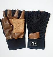 Перчатки для тяжёлой атлетики, (размер L) нат. кожа